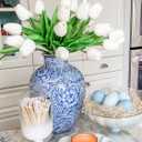 Beferr White Tulips Artificial Flowers 18Pcs Faux Silk Tulip Real Touch Tulip Fake Flowers Bouquets Arrangements for Mother's Day Easter Spring Flowers Gifts Home Table Decor