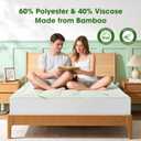 Mattress Pad Queen Size, Cooling Pillow Top Mattress Topper, Ultra Soft Viscose Made from Bamboo, Breathable for Hot Sleepers, Deep Pocket 8"-20", Green