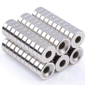 60 Pcs Strong Neodymium Disc Magnets with Hole, Small Permanent Round Ring Rare Earth Magnets Heavy Duty, for Cabinets Lockers Cruise Crafts DIY Industrial Screws (8 x 3 mm Hole 3 mm)