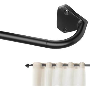 GXOACKJ Black Curtain Rods for Windows 28 to 60 inch, 5/8 inch Adjustable Wrap Around Blackout Curtain Rods for Bedroom & Outdoor