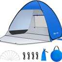 Glymnis Pop Up Beach Tent Beach Shade Tent for 1-4 Persons Sun Shelter UPF 50+ Enclose Zipper Door Portable Easy Up Beach Tent (EXP 08/04/26)
