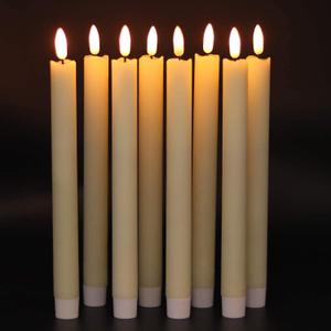 Flameless Flickering Taper Candles with 2 Remote Controls and Timer, Real Wax 3D Wick Light Window Candles Battery Operated Pack of 24