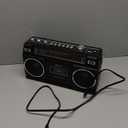 Retro Classic 80s Style Portable Boombox with Cassette Player Recorder, AM/FM/SW1/SW2 Radio, Bluetooth, USB/Micro SD Slots, Headphone Jack, 24W Dual Full-Range High Bass Speakers (Black)