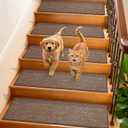 GROWLING Linen Stair Treads for Wooden Steps Indoor 36x9 inch, 15pcs Upgraded Self Adhesive Backing Non Slip Stair Carpets, Peel and Stick Stair Runner Rugs, Reusable Staircase Step Treads(Brown), 9x36 Inch