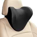 YUNNUO Car Seat Neck Pillow,Car Pillow for Driving Seat with Adjustable Strap,Space Memory Foam Car Pillow for Ice Silk Breathable Car (Black)