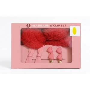 Valentine Themed 3pc Headband & Clip Set