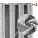 jinchan Faux Linen Curtains Thick Burlap Grey 84 Inches Long Farmhouse Living Room Drapes Grommets Top Light Filtering Privacy Window Treatment Set 2 Panels Heathered Gray