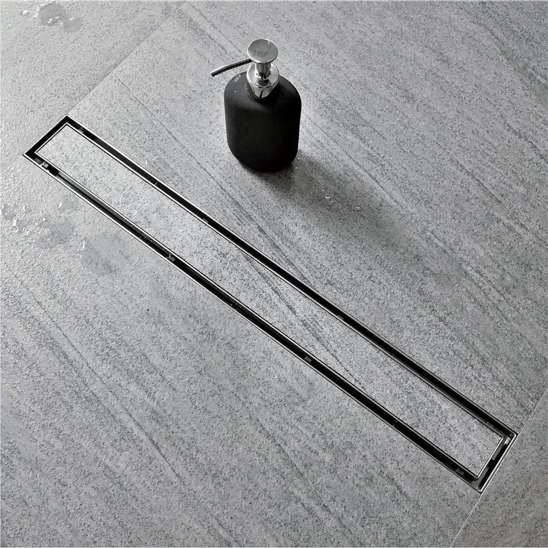 Neodrain 24-Inch Linear Shower Drain with Tile Insert Grate,Brushed 304 Stainless Steel Rectangle Shower Floor Drain, Linear Drain with Leveling Feet, Hair Strainer