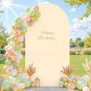 Champagne Arch Cover 6FT Spandex Fitted Wedding Arch Stand Covers Round Top Chiara Arch Covers Stretchy Backdrop Cover for Birthday Party Ceremony Banquet Decoration