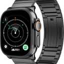 LULULOOK Black Titanium Band for Apple Watch Ultra 2/Ultra 49mm, DLC Scratch-resistant Coating Adjustable Replacement Smartwatch Strap w/Foldover Clasp for Men