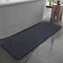 MontVoo -Bath Mat Rug-Rubber Backing Non Slip Quick Dry Absorbent Thin Bathroom Rugs Fit Under Door-Faux Suede Surface Bathroom Floor Mats-Shower Rug for in Front of Bathtub Shower Navy 24"x48"