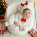 Christmas Deer Newborn Photography Outfits Girl Boy Baby Photo Props Animal Costume Set Newborn Baby Photo Shoot Outfits Girl Boy Photography Props