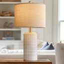 PoKat 23'' Bedside Table Lamp for Bedroom Nightstands, Birthday Gifts for Women Mom, House Warming Gifts New Home Decor, Ceramic Lamp for Living Room, White Modern Bedroom Lamp