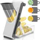 Mandoline Slicer Safe Multifunctional Dicer Adjustable Commercial Slicer Machine Stainless Steel Chopper (White Light Grey)