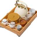 HOLDN STORAGE Bamboo Wooden Pull out Cabinet Organizer 14"W x 21"D Requires At Least a 15.25"W x 21"D Cabinet Opening, Bamboo Tray and Heavy Gauge Metal Rails