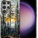 Case for Samsung Galaxy S26 Ultra, 2 in 1 PC Hard Shell & Silicone Inner Bumper, Anti-Scratch Full-Body Cover Shockproof Slim Design -Mountains Sunset
