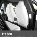 BASENOR 2026 Tesla Model Y(Juniper)/3/S/X Leather Seat Back Kick Protector, Backseat Mats for Kids (Extra Organizer Pocket) Waterproof Scratchproof Resistant Protection White (Set of 2)