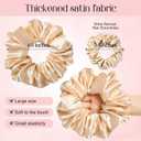 Large Silk Satin Scrunchies for Women Big Scrunchies Jumbo Satin Hair Ties Oversized Hair Scrunchies for Thick Curly Hair Pack of 6 (Black,Champagne,Brown,Gold)