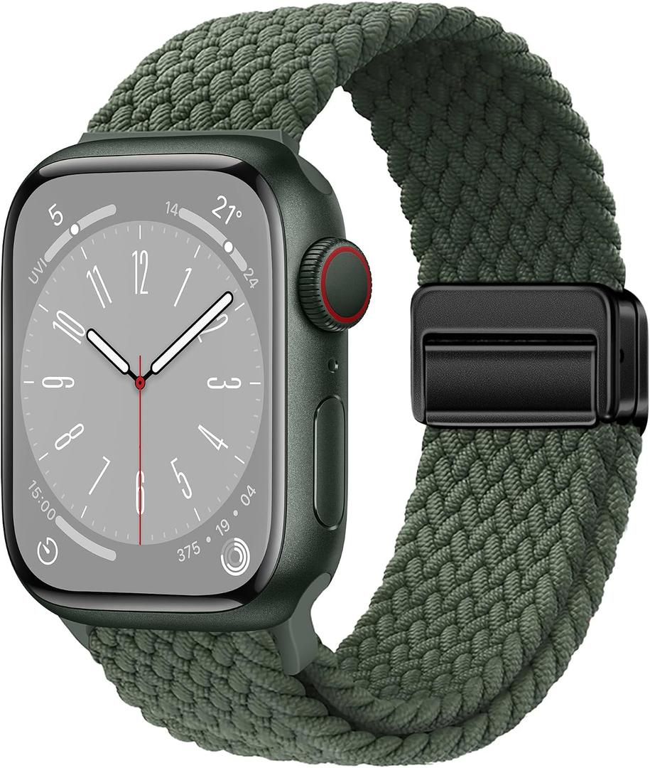 Nylon Sport Loop Watch Bands Compatible with Apple Watch Band Ultra 2 1 49mm 45mm 44mm 42mm 41mm 40mm 38mm, Soft Braided Woven Magnetic Clasp Strap for iWatch Series 10/9/8/7/6/5/4/3/SE,Women Men