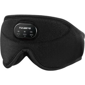 Sleep Headphones Mask with Bluetooth - Light Blocking Silk Eye 3D Mask for Sleep with 38 Soothing White Noise Side Sleepers Women Men, 14hrs Playing Time, Timer Set Perfect for Sleeping