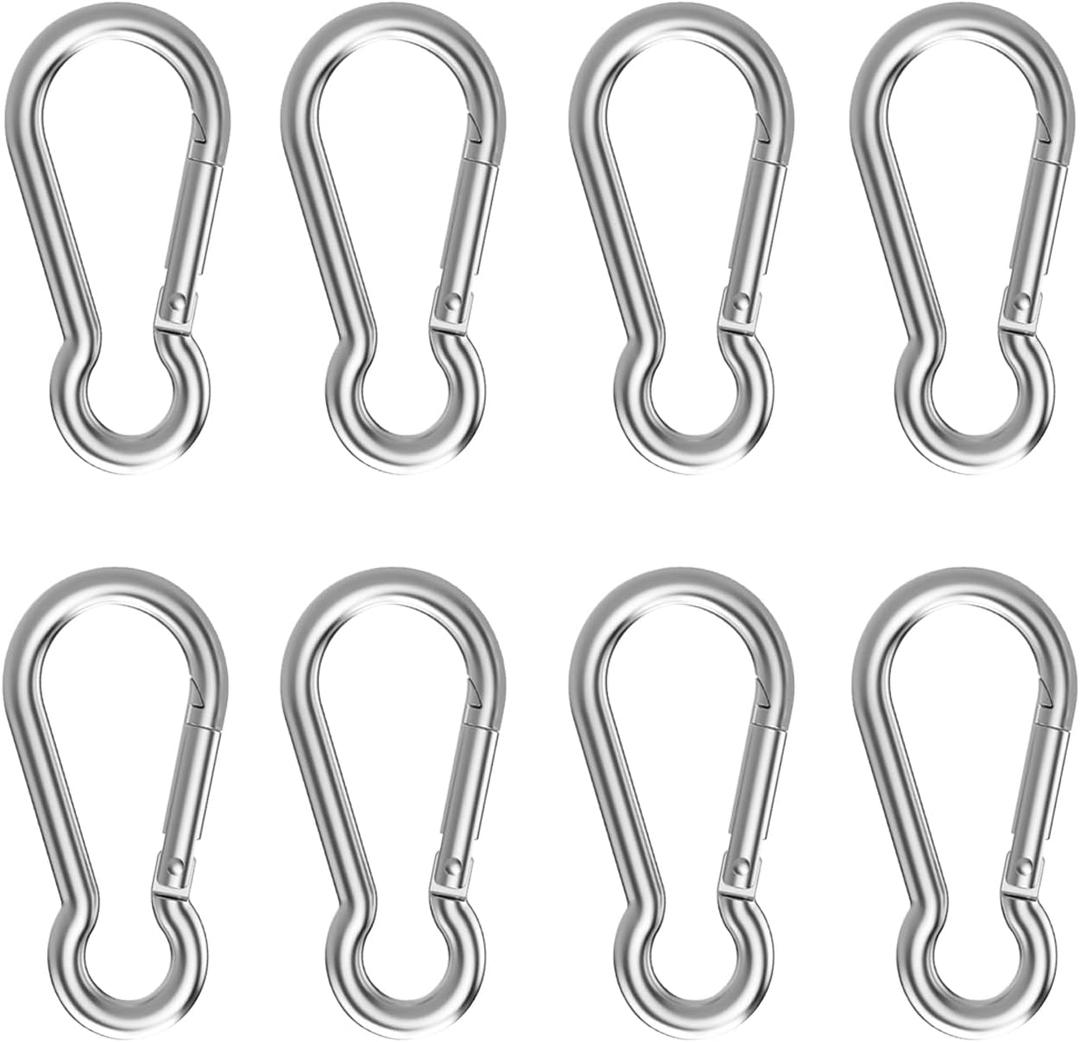8 Pcs Carabiner Clip Steel Snap Hook - Heavy Duty Quick Link Keychain, Metal Snap Hook for Dog Leash, Outdoor Camping, Swing, Hammock, Hiking(M6,60mm, can Hold 300lbs) 8 Pcs Carabiner Clip Steel Snap Hook - Heavy Duty Quick Link Keychain, Metal Snap Hook for Dog Leash, Outdoor Camping, Swing, Hammock, Hiking(M6,60mm, can Hold 300lbs)