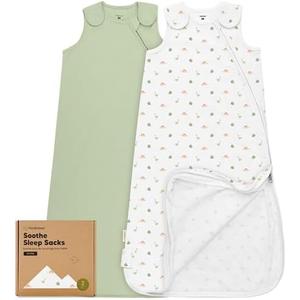 2-Pack Organic Baby Sleep Sacks, 100% Cotton - Soft & Breathable 0.5TOG Baby Wearable Blanket, Toddler Sleeping Sack, S