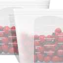 Reusable Silicone Food Storage Bag, for Microwave, Oven, Fridge, Freezer & Sous Vide Zip Sealed Containers (2 Large, Size 51oz 1500ml)