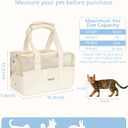 ONECUTE Dog Purse Carrier for Small Dogs Rabbit cat with Large Pockets, Cotton Bag, Dog Carrier Soft Sided, Collapsible Travel Puppy Carrier (Beige Breathable, 17.0" L x 7.5" W x 12.0" H)