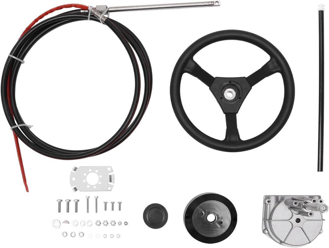 13 FT Outboard Rotary Steering System Kit Boat Control Cable Kit With 12.5 Inches Wheel Durable Marine Steering System Replacement for SS13710 Marine