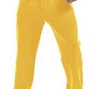 AMY COULEE Mens Cotton Athletic Pants Open Bottom Running Sweatpants Straight Leg Casual Joggers with Pockets (Large, Yellow)