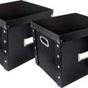 Snap-N-Store Vinyl Record Storage Box - 12" - 2 Pack - Crate Holds up to 75 Vinyl Albums - Black