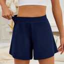 WHO IN SHOP Lounge Shorts for Women High Waist Ultra-Soft Cozy Sleepwear Pj Shorts Pajamas Bottom-5" Inseam (Blue, XL)