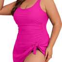 Eomenie Plus Size Swimdress for Women One Piece Swimsuit Tummy Control Swim Dresses Skirt Bathing Suit (X-Large, Hot Pink)