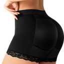 Nebility Butt Lifting Shapewear with Butt Pads - Padded Underwear for Women Booty Lifter Shorts Lace Hip Enhancer (Black, M)