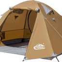 2-3 Person Backpacking Tent with Double Door 2 Vestibule, Waterproof Windproof Lightweight Easy Set Up 3 Season 2 Man Two Person Tent for Camping, Hiking, Motorcycle, Mountaineering with UPF 50+ (Khaki)