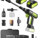 Portable Pressure Washer Cordless 2 Batteries - 1200PSI Brushless Battery Powered Power Washer with 6-in-1 Nozzle, Foam Cannon, 3 Power Level, Hand Held Pressure Washer for Cars Patio Driveway