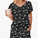 Ekouaer Women's Pajamas Set Ruffle Sleeves Sleepwear V Neck Comfy 2 Piece Pjs Loungewear Set with Pockets Size Medium 