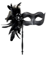 2025 New Masquerade Mask for Women with Stick - Shiny Women's Feather Mardi Gras Venetian Mask for Costume Accessory