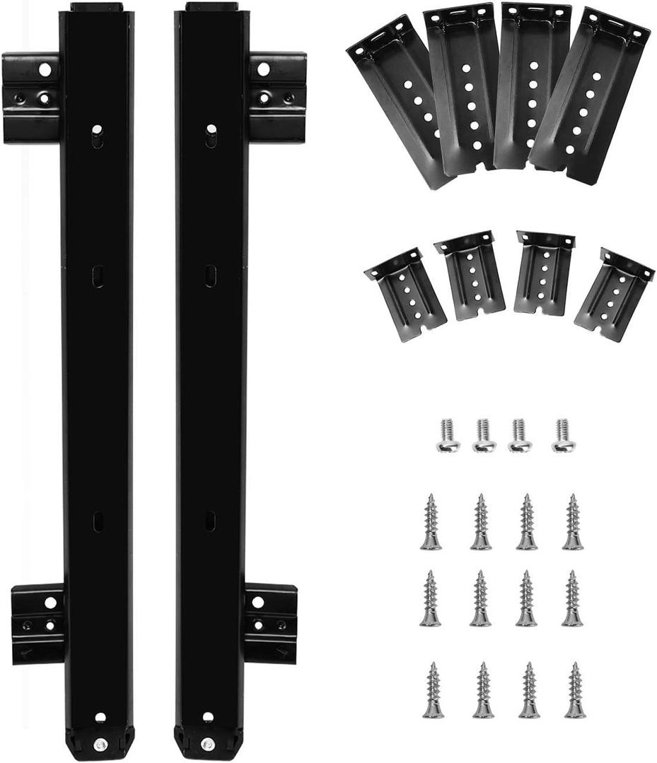 KINJOEK 2 PCS 14 Inch Under Desk Keyboard Tray Rails Slides, Adjustable Height Heavy Duty Ball Bearing Keyboard Mount Track, Black
