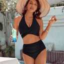 Blooming Jelly Womens Tummy Control Bathing Suits Modest High Waisted Bikini Sets Cute Halter 2 Piece Swim Suit 2025, 2 XL