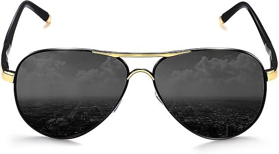 ROCKNIGHT Polarized Aviator Sunglasses for Men Women Metal Flat Top Sunglasses lightweight Driving UV400 Outdoor 58mm