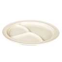 NS703T Compartment Plate, 10-1/4" Dia., Round, 3-Wells, Break-Resistant, Dishwasher Safe, BPA Free, Melamine, NuStone Tan, NSF, Pack of 6