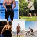 MOLLDAN Sauna Pants for Men Heat Trapping Suits Sweat Shorts Workout Tights,Mesh Crotch,High Waist (Medium, Blue Lining)