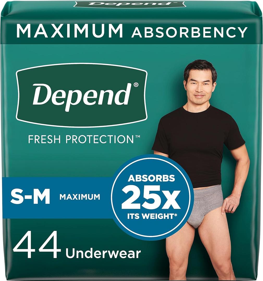 Depend FIT-Flex Disposable Underwear for Men (Small/Medium), 44 Count