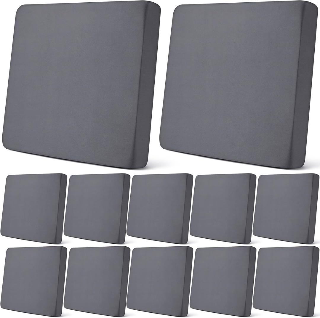 Tingjoo 8Pcs Patio Cushion Covers Stretch Outdoor Couch Cushion Covers Slipcovers Sets Replacement Furniture Sofa Chair Seat Couch Washable(Dark Gray)