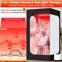 Portable Infrared Sauna Box for Home, Full Body Steam Sauna Tent with 660nm & 850nm Red Light Therapy Lamp, 3L 1200W Fast-Heating Steamer, Adjustable Temp & Remote Control for Relaxation, Detox Black
