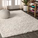 JONATHAN Y Mercer Shag Plush Cream Indoor Area Rug, 3x5, Contemporary, Modern, Easy-Cleaning for Living Room, Bedroom, Kitchen, Pet Friendly, Non-Shedding (MCR106D-3)