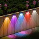 NIORSUN Solar Fence Lights, 6 Pack Deck Light, Led Outdoor Lights Warm White + RGB Wall Lights,IP45 Solar Powered Light Waterproof for Backyard/Pool/Railing/Patio/Porch/Step/Outside/Garden (Black)