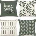 YCOLL Pillow Covers 18x18 Set of 4, Modern Sofa Throw Pillow Cover, Decorative Outdoor Linen Fabric Pillow Case for Couch Bed Car, Aqua Green