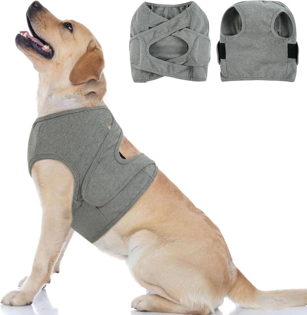 BRKURLEG Chest Recovery Suit for Dogs, Dog Chest Wound Cover, Breathable & Soft Pet Surgery Recovery Suit, Anti-Licking Wound Vest, Not for Spay/Neuter Surgeries, Pet Cone Alternative, Grey XXL